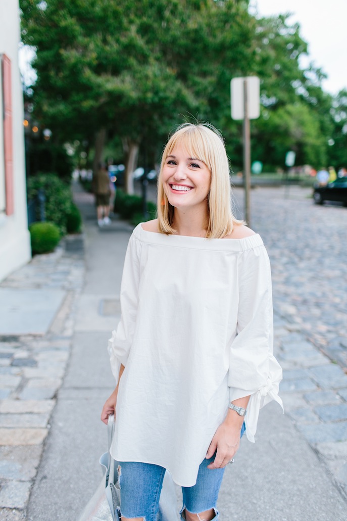 What I'm Wearing: White Off The Shoulder Blouse - Look Linger Love